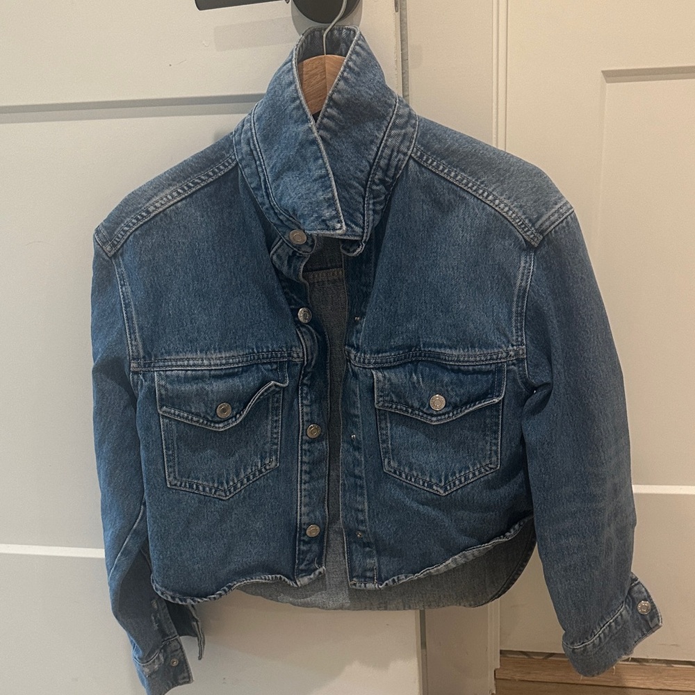Zara Blue Cropped Denim Jacket